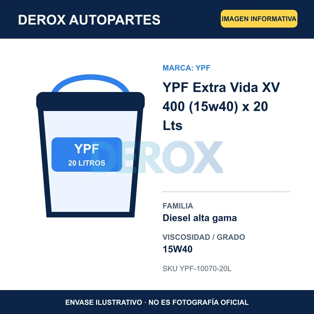 YPF Extra Vida XV 400 (15w40) x 20 Lts