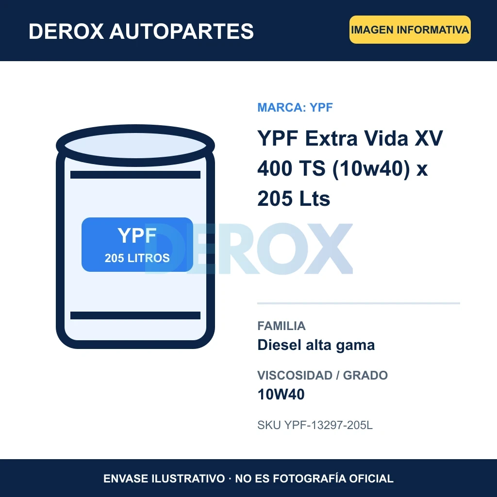 YPF Extra Vida XV 400 TS (10w40) x 205 Lts