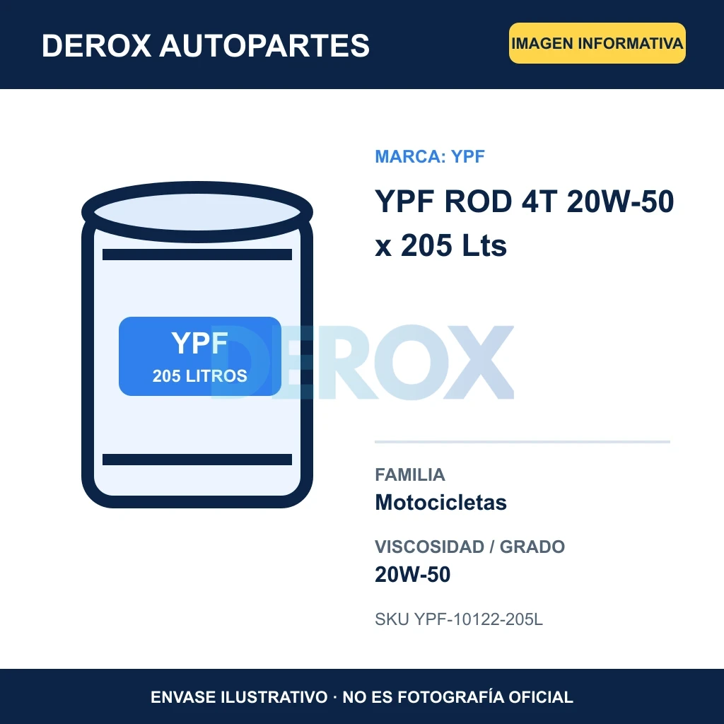 YPF ROD 4T 20W-50 x 205 Lts